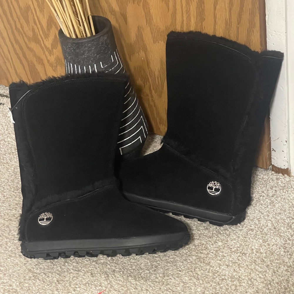 Timberland Black Fur-Lined Boots size 9.5